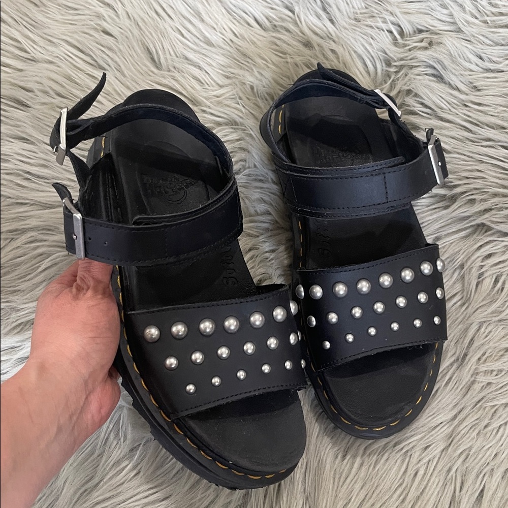 Dr. Martens Black  Sandals with Silver Studs - Picture 2 of 6